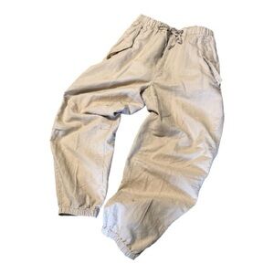 Gap Beige Linen Cotton Blend Mens M Drawstring Utility Jogger Pants Snap Pockets